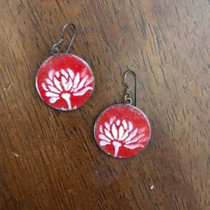 Copper earrings enameled